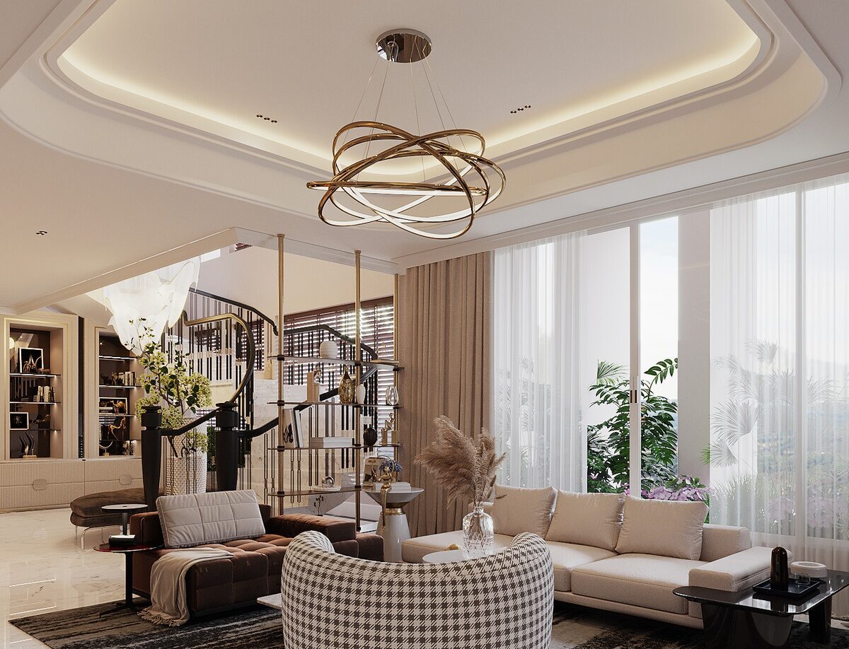 mẫu trần phòng khách hiện đại mà d-home 24h lên thiết kế