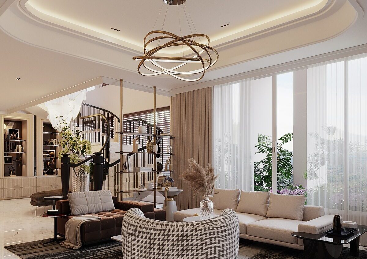 mẫu trần phòng khách hiện đại mà d-home 24h lên thiết kế