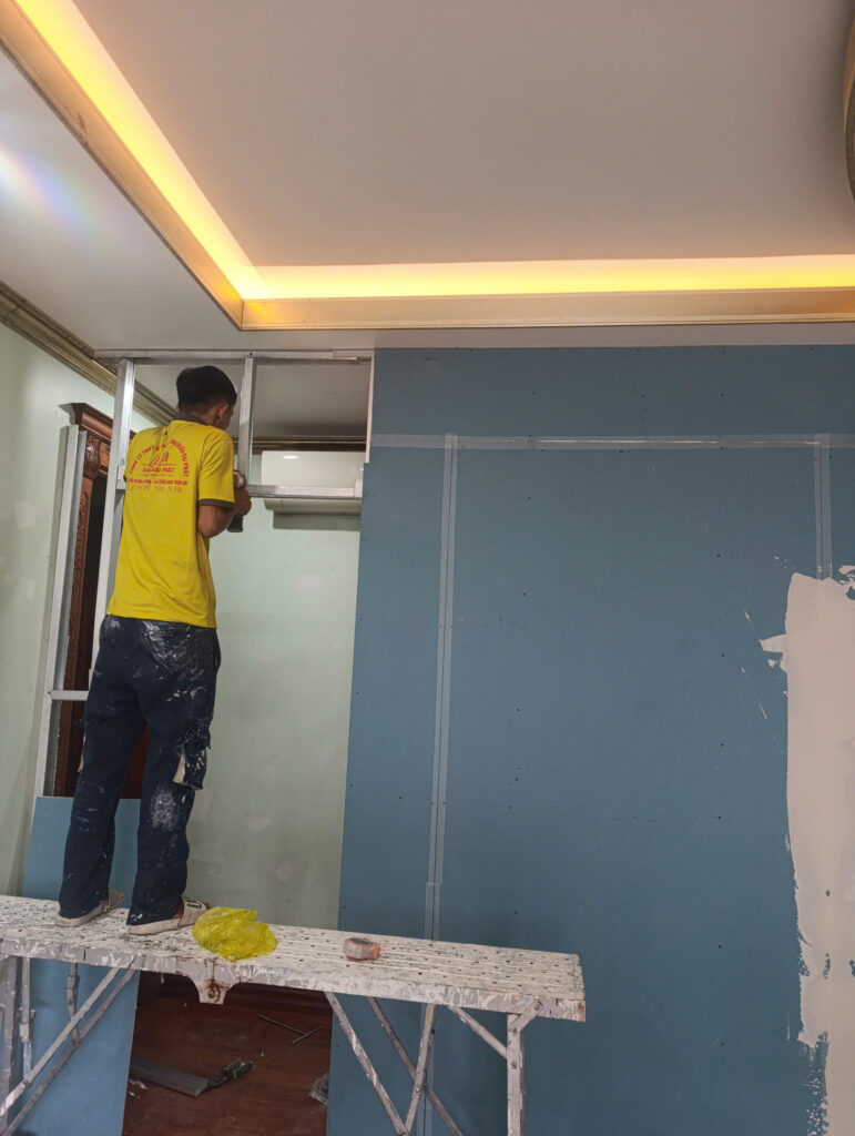 THI CÔNG VÁCH THẠCH CAO NGĂN PHÒNG