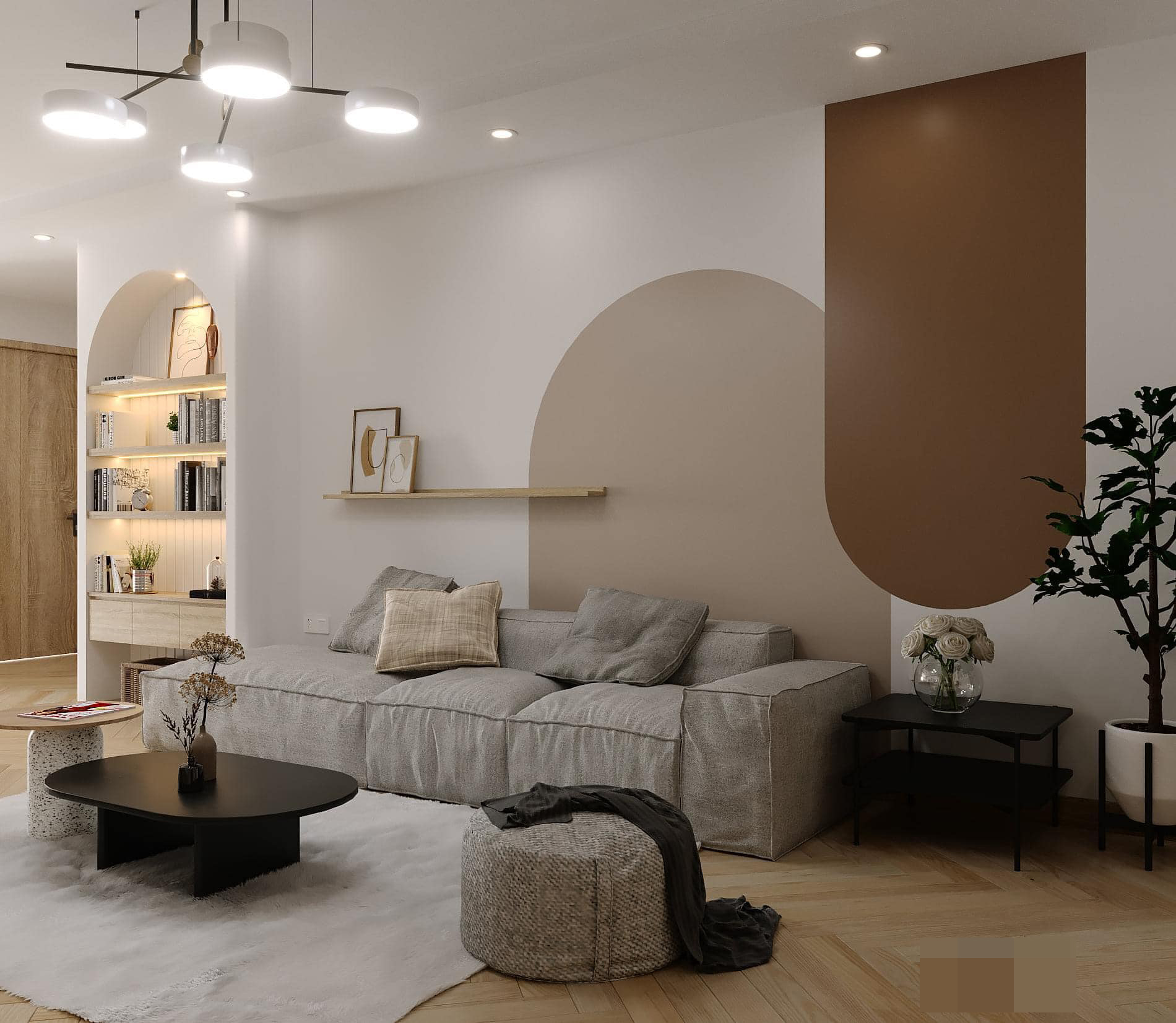 mẫu sơn trang trí điểm nhấn phòng khách