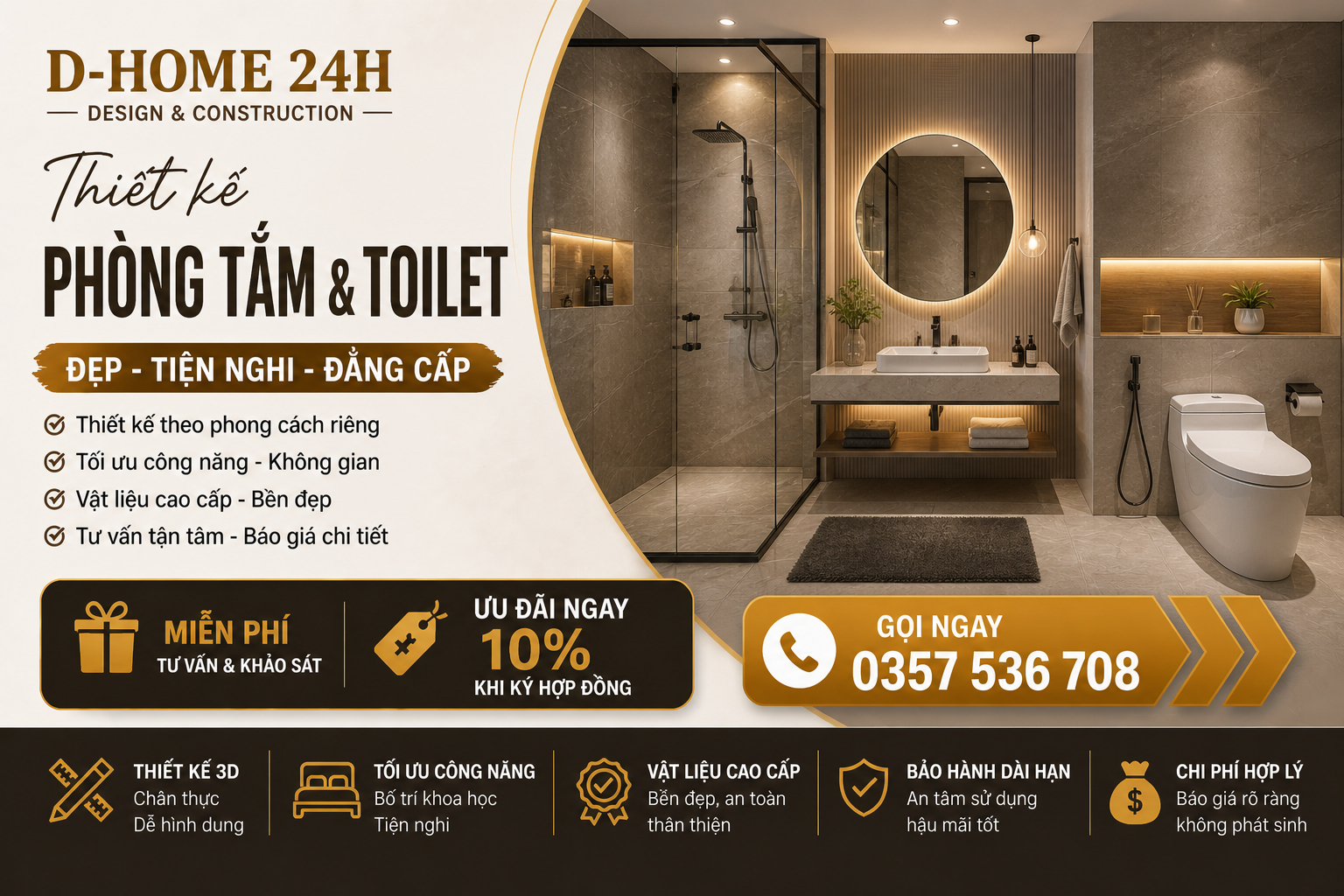 thiết kế phòng tắm và toilet